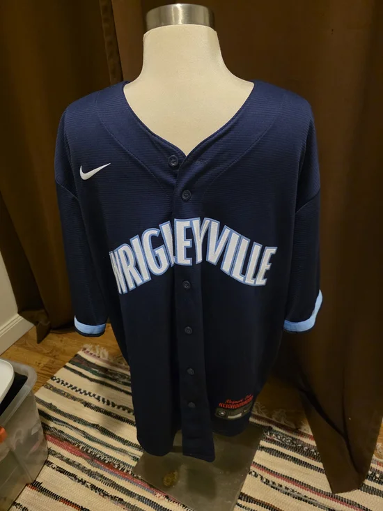 Nike Men's Chicago Cubs Navy and Light Blue 'Wood' #34 Baseball Jersey - Picture 2 of 4